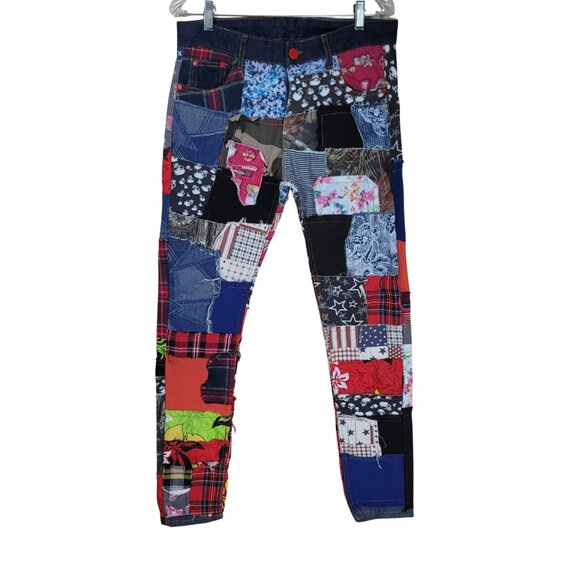 BiePa Patchwork Jeans Straight Leg Denim 34 Vintage Statement Piece 1971 - Picture 2 of 12